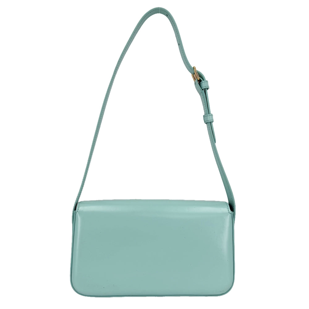 CELINE セリーヌ ショルダーバッグ トリオンフ クロード ミニバッグ レザー ライトブルー ゴールド金具 レディース【中古品】