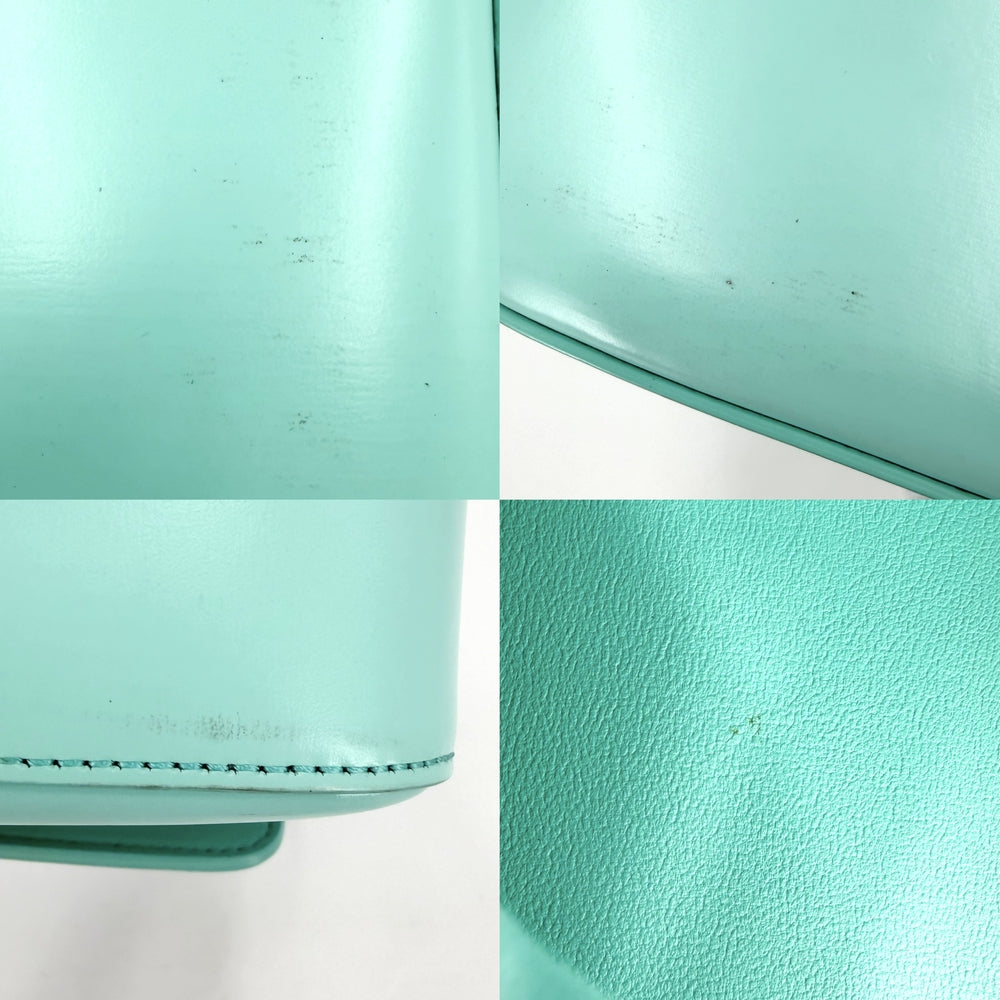 CELINE セリーヌ ショルダーバッグ トリオンフ クロード ミニバッグ レザー ライトブルー ゴールド金具 レディース【中古品】