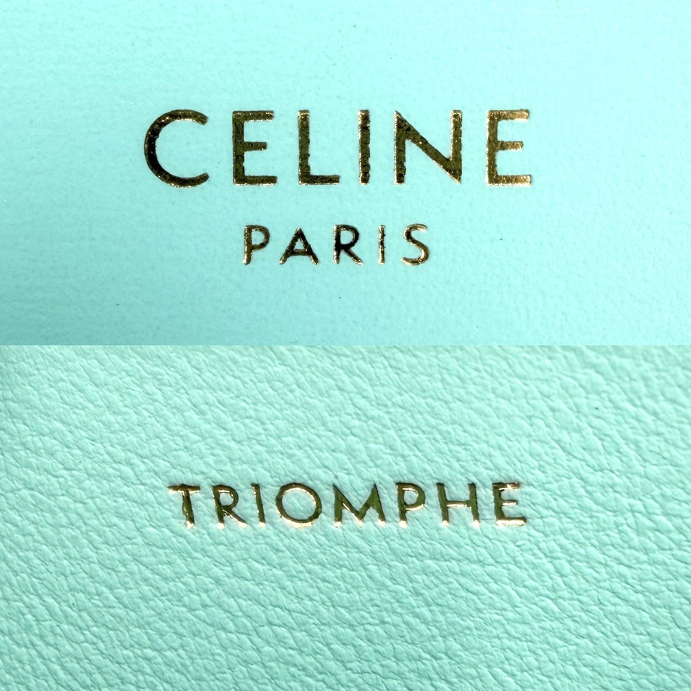 CELINE セリーヌ ショルダーバッグ トリオンフ クロード ミニバッグ レザー ライトブルー ゴールド金具 レディース【中古品】