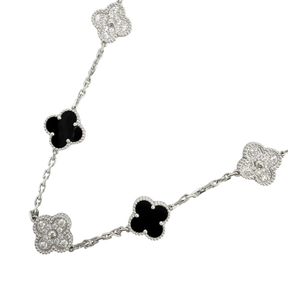 Van Cleef & Arpels ヴァンクリーフ＆アーペル ネックレス ロングネックレス ヴィンテージアルハンブラ ジュエリー 20モチーフ K18ホワイトゴールド ダイヤモンド VCARP2R800 ブラック 黒 レディース 約49.3g【中古品】