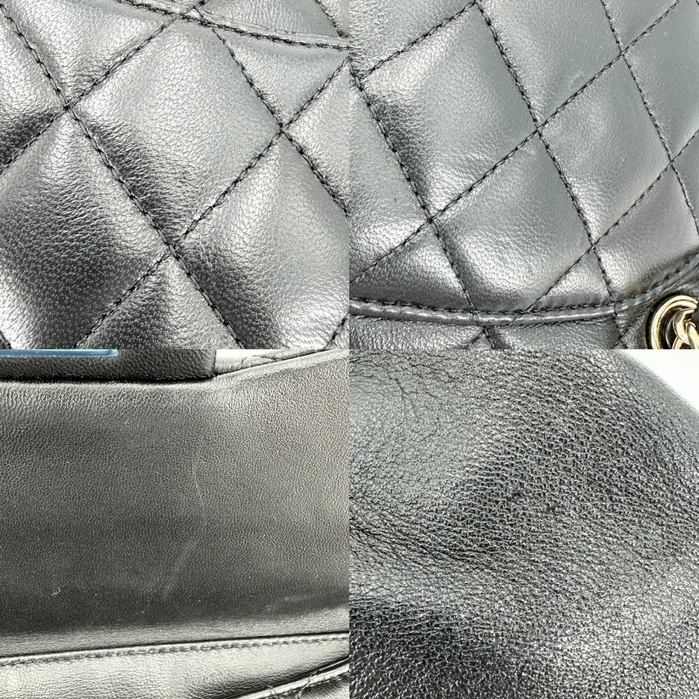 CHANEL シャネル リュック ココマーク マトラッセ ドローストリング レザー ブラック 黒 ゴールド金具 レディース【中古品】