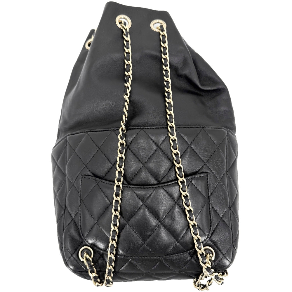 CHANEL シャネル リュック ココマーク マトラッセ ドローストリング レザー ブラック 黒 ゴールド金具 レディース【中古品】