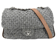 CHANEL シャネル 2WAY ハンドバッグ マトラッセ ショルダーバッグ ココマーク 秋 冬 ウール レザー グレー シルバー金具 レディース【中古品】