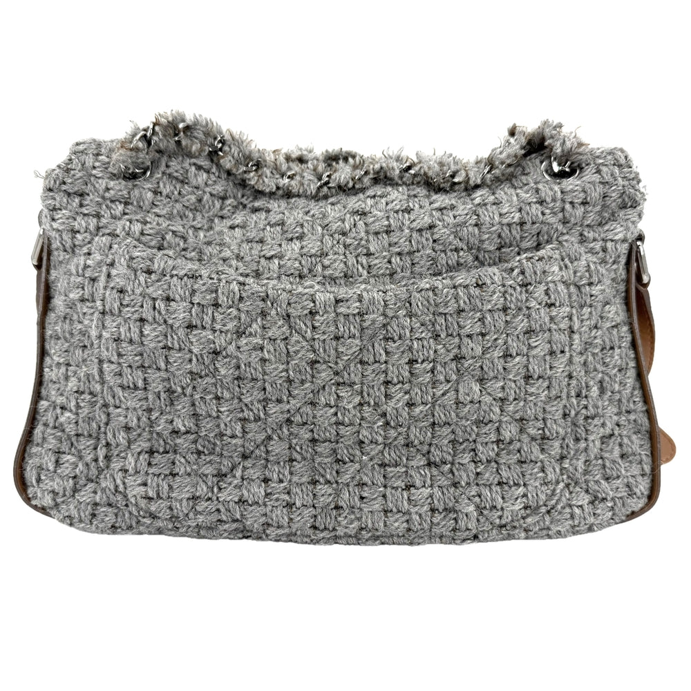 CHANEL シャネル 2WAY ハンドバッグ マトラッセ ショルダーバッグ ココマーク 秋 冬 ウール レザー グレー シルバー金具 レディース【中古品】
