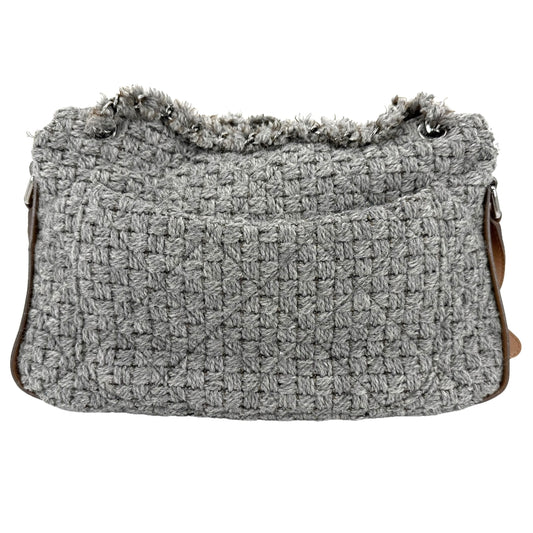 CHANEL シャネル 2WAY ハンドバッグ マトラッセ ショルダーバッグ ココマーク 秋 冬 ウール レザー グレー シルバー金具 レディース【中古品】