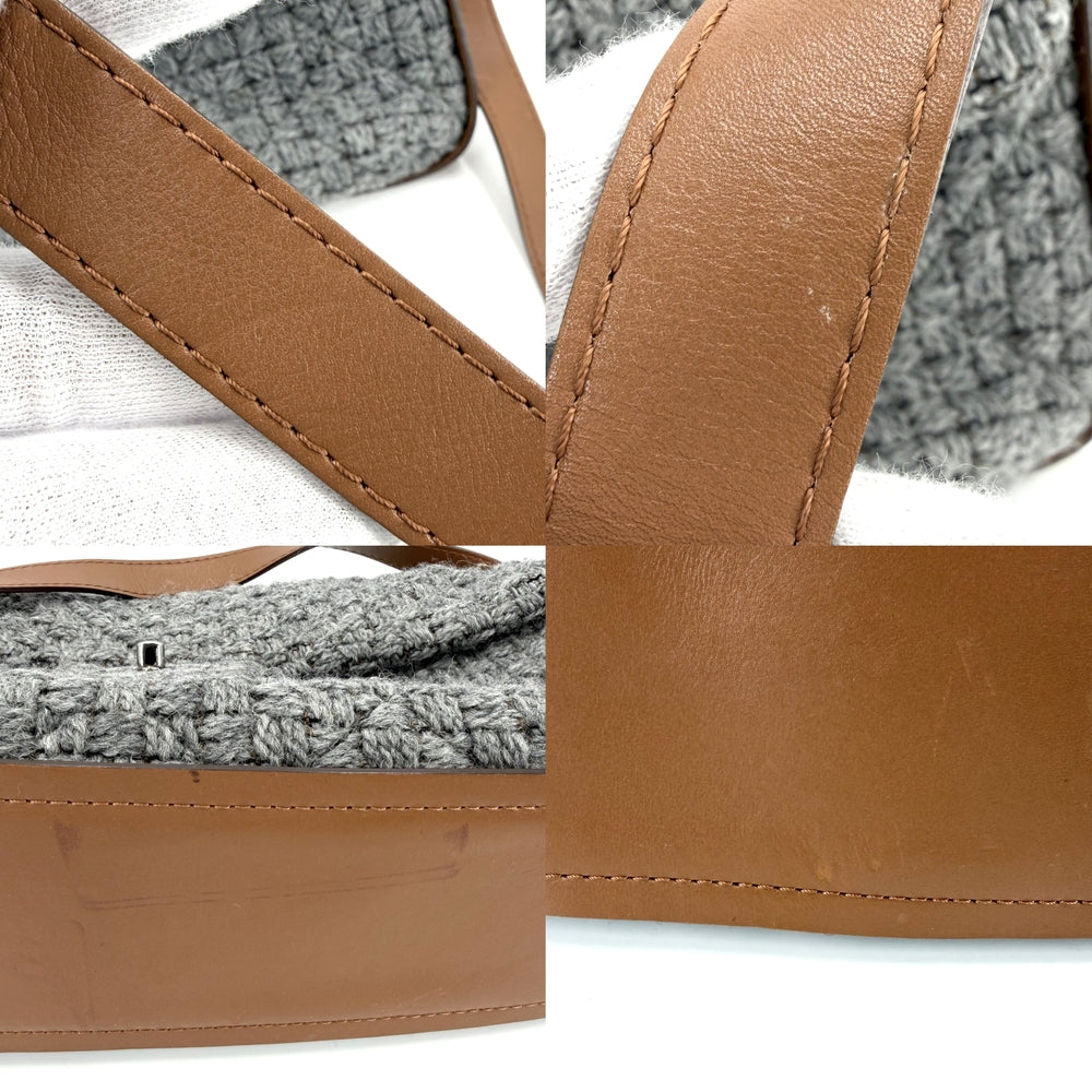CHANEL シャネル 2WAY ハンドバッグ マトラッセ ショルダーバッグ ココマーク 秋 冬 ウール レザー グレー シルバー金具 レディース【中古品】