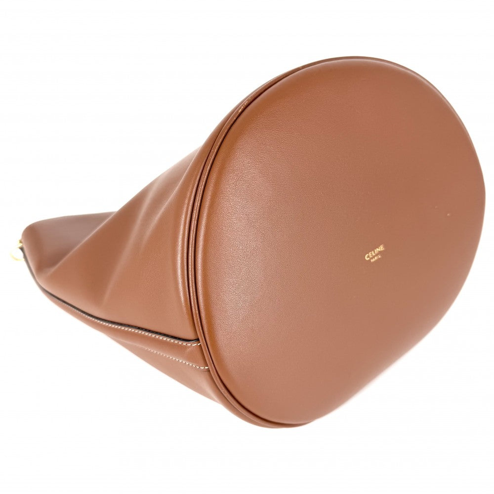 CELINE セリーヌ 2WAY バケット16 ショルダーバッグ ハンドバッグ レザー ブラウン 茶 ゴールド金具 レディース【中古品】