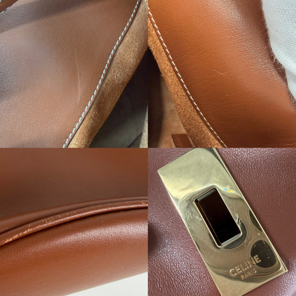 CELINE セリーヌ 2WAY バケット16 ショルダーバッグ ハンドバッグ レザー ブラウン 茶 ゴールド金具 レディース【中古品】