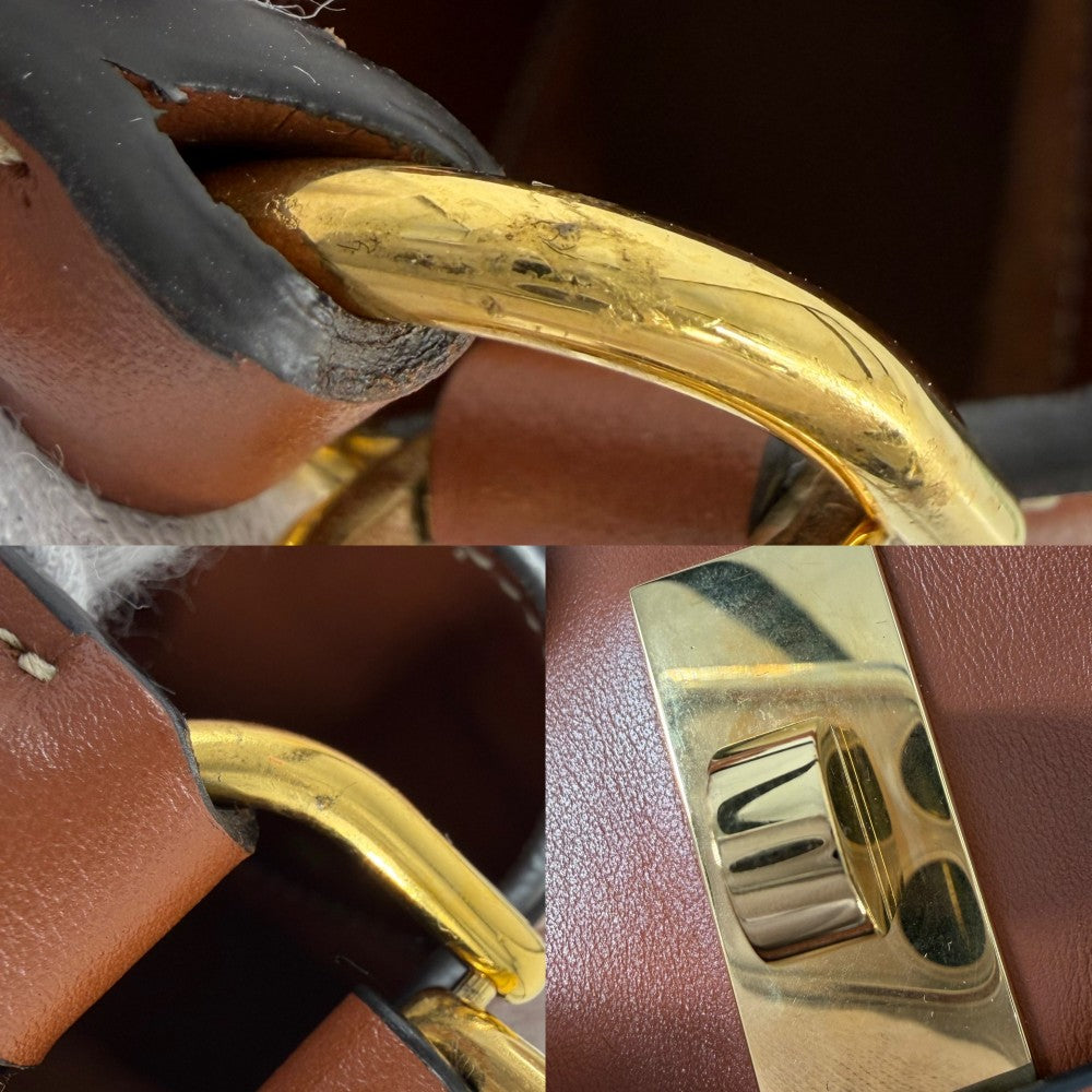 CELINE セリーヌ 2WAY バケット16 ショルダーバッグ ハンドバッグ レザー ブラウン 茶 ゴールド金具 レディース【中古品】