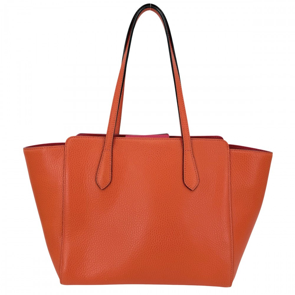 GUCCI グッチ ハンドバッグ スウィング トートバッグ 354408 レザー オレンジ ピンク ゴールド金具 レディース【中古品】