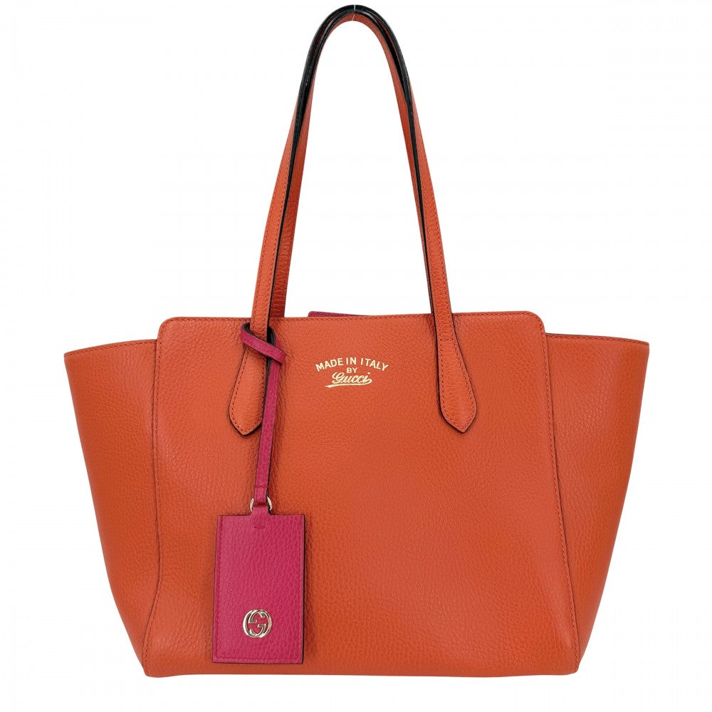 GUCCI グッチ ハンドバッグ スウィング トートバッグ 354408 レザー オレンジ ピンク ゴールド金具 レディース【中古品】