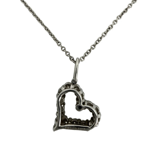 TIFFANY&Co. ティファニー ネックレス センチメンタル ハート ペンダント ジュエリー アクセサリー Pt950プラチナ ダイヤモンド レディース 約3.6g【中古品】