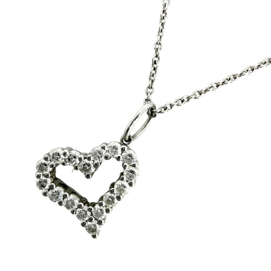 TIFFANY&Co. ティファニー ネックレス センチメンタル ハート ペンダント ジュエリー アクセサリー Pt950プラチナ ダイヤモンド レディース 約3.6g【中古品】