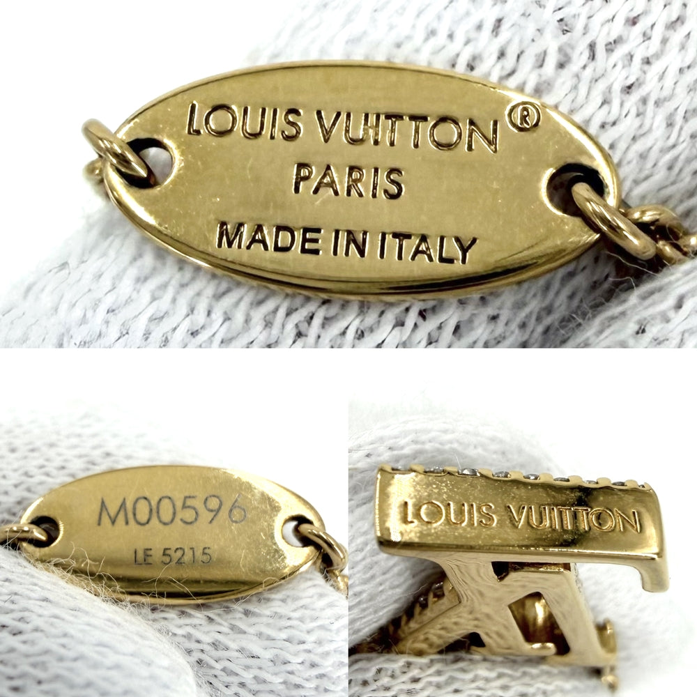 LOUIS VUITTON ルイヴィトン ネックレス LV アイコニック アクセサリー ペンダント ラインストーン M00596 ゴールド レディース 約6.3g【中古品】