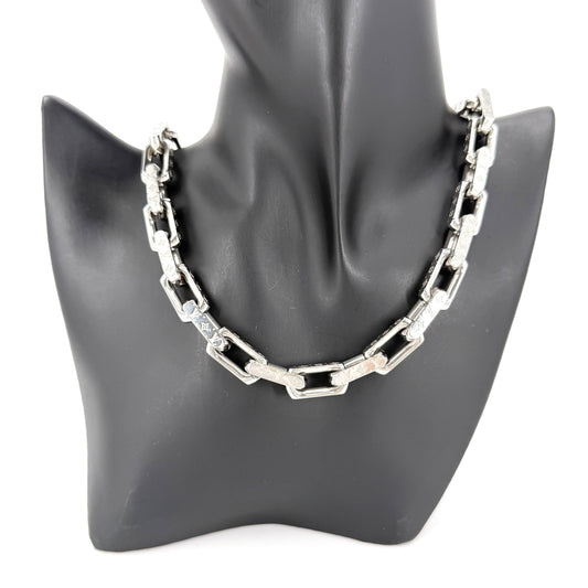 LOUIS VUITTON ルイヴィトン ネックレス チェーンモノグラム アクセサリー M00307 シルバー メンズ 約130.2g【中古品】