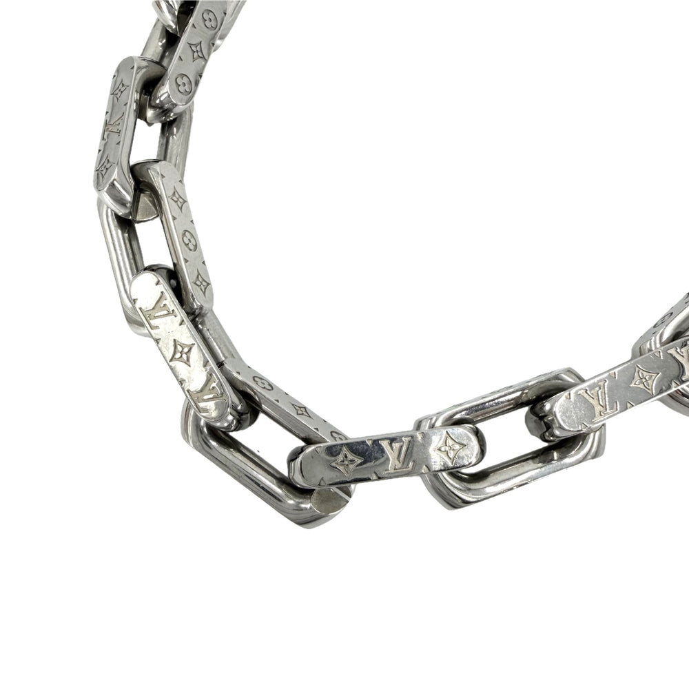 LOUIS VUITTON ルイヴィトン ネックレス チェーンモノグラム アクセサリー M00307 シルバー メンズ 約130.2g【中古品】