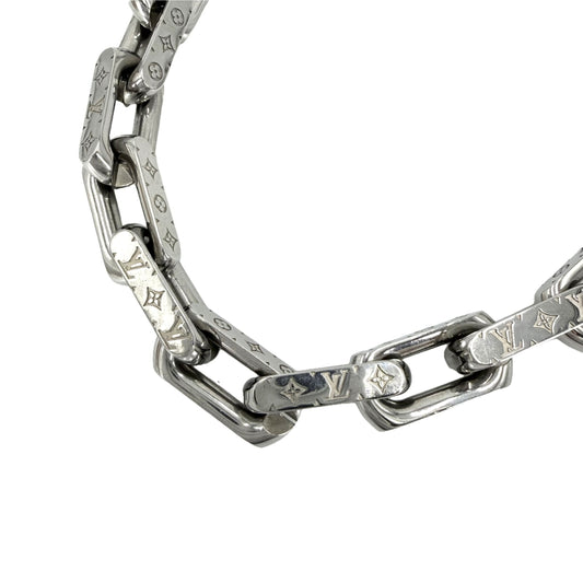 LOUIS VUITTON ルイヴィトン ネックレス チェーンモノグラム アクセサリー M00307 シルバー メンズ 約130.2g【中古品】
