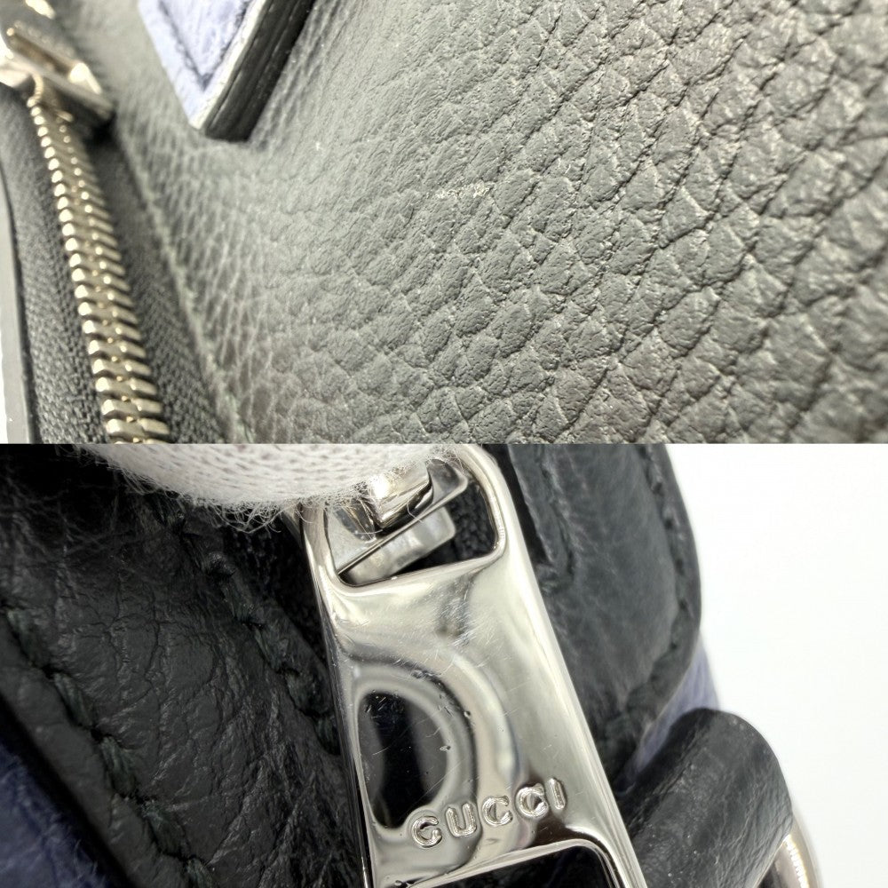 GUCCI グッチ 2WAY ブリーフケース トートバッグ ショルダーバッグ ハンドバッグ ビジネスバッグ 411872 レザー ブラック 黒 ネイビー 紺 シルバー金具 メンズ【中古品】