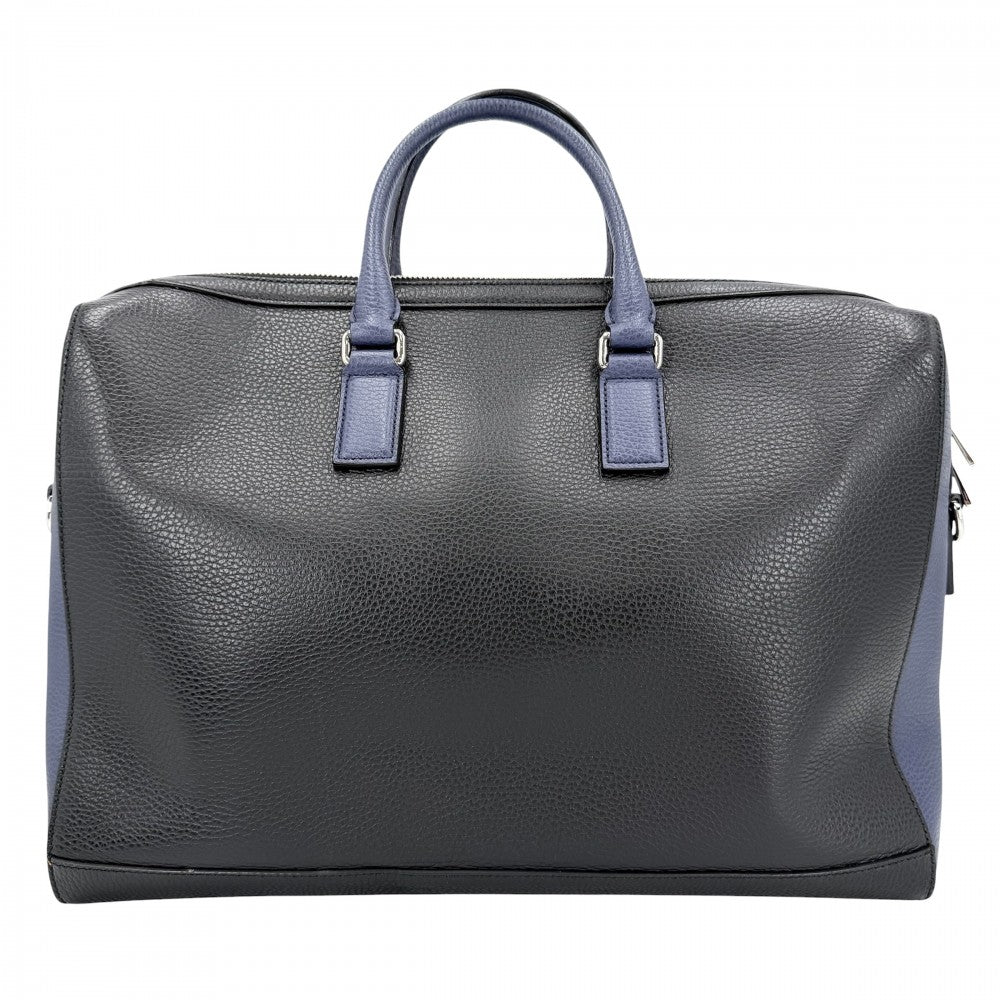 GUCCI グッチ 2WAY ブリーフケース トートバッグ ショルダーバッグ ハンドバッグ ビジネスバッグ 411872 レザー ブラック 黒 ネイビー 紺 シルバー金具 メンズ【中古品】