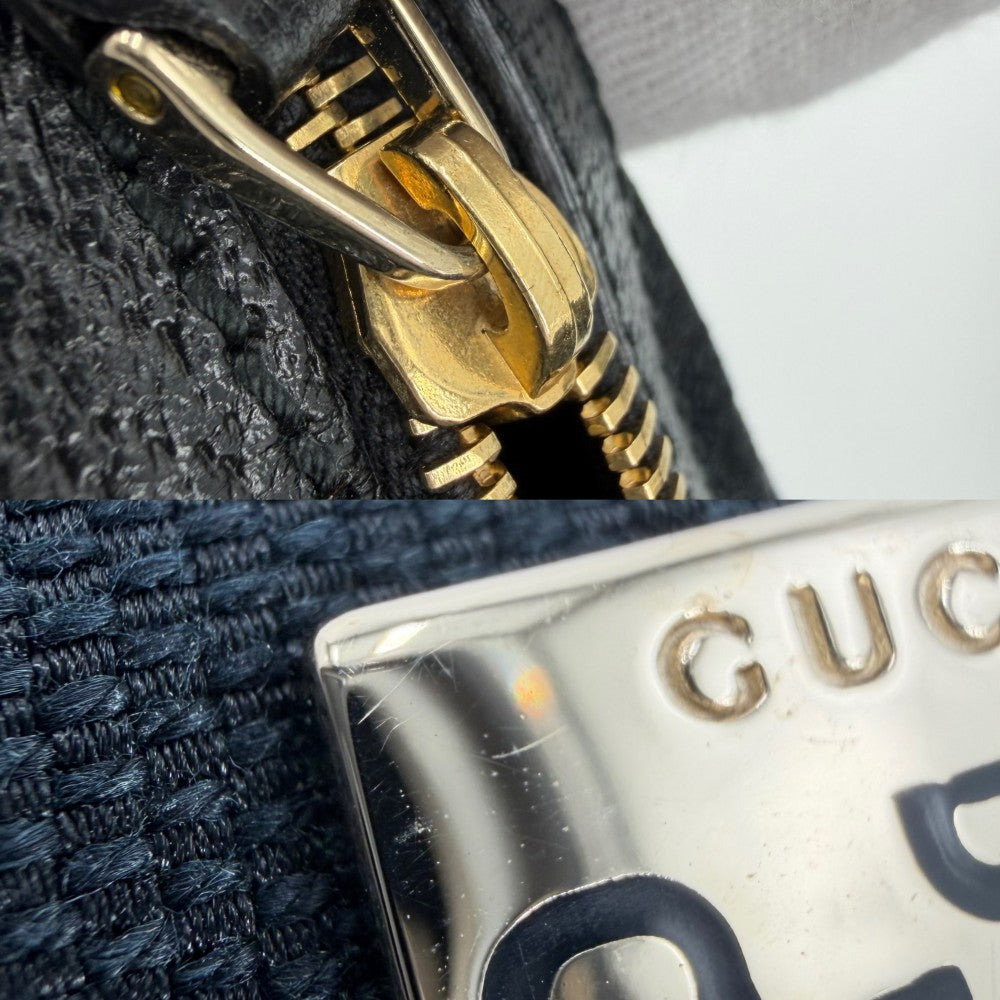 GUCCI グッチ ハンドバッグ ワンハンドバッグ 145811 GGキャンバス レザー ブラック 黒 ゴールド金具 レディース【中古品】