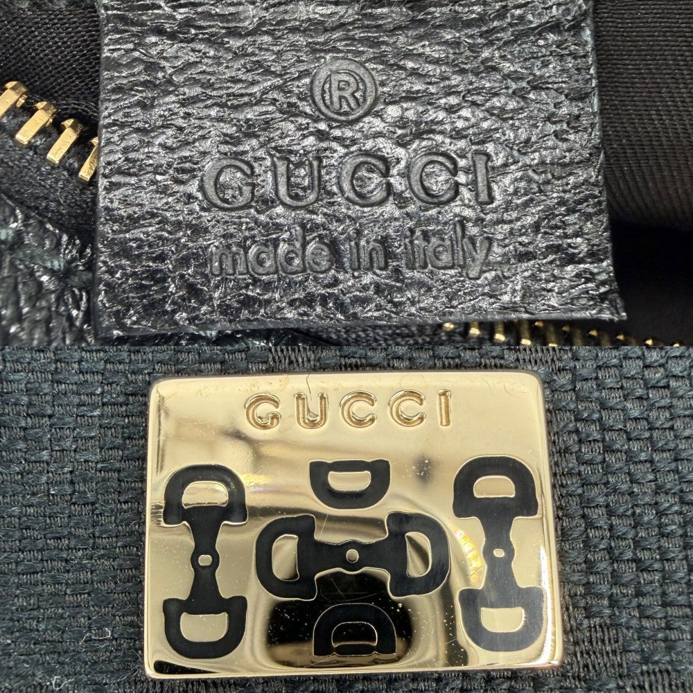 GUCCI グッチ ハンドバッグ ワンハンドバッグ 145811 GGキャンバス レザー ブラック 黒 ゴールド金具 レディース【中古品】