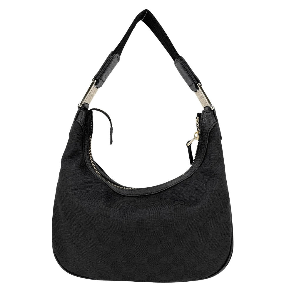 GUCCI グッチ ハンドバッグ ワンハンドバッグ 145811 GGキャンバス レザー ブラック 黒 ゴールド金具 レディース【中古品】