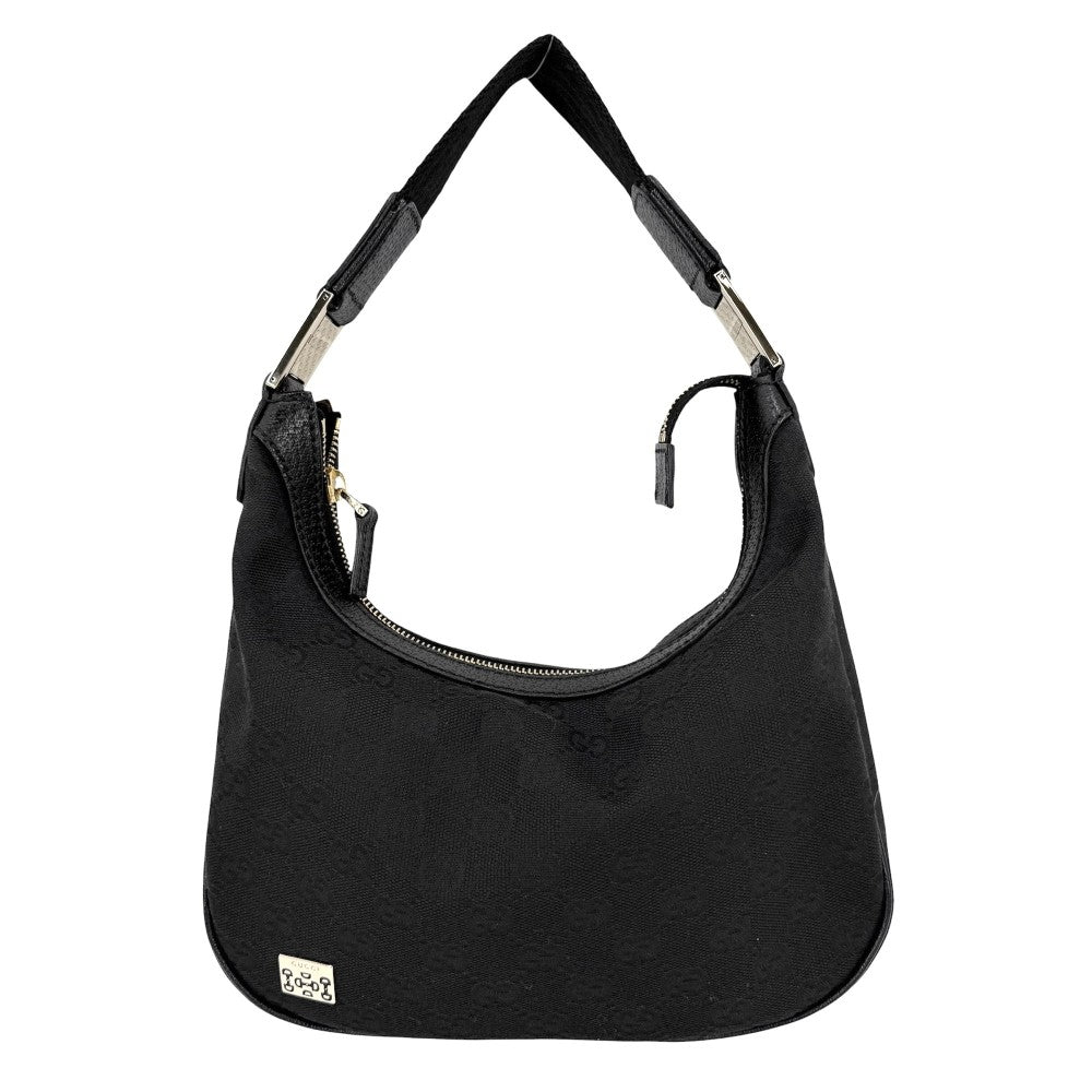 GUCCI グッチ ハンドバッグ ワンハンドバッグ 145811 GGキャンバス レザー ブラック 黒 ゴールド金具 レディース【中古品】