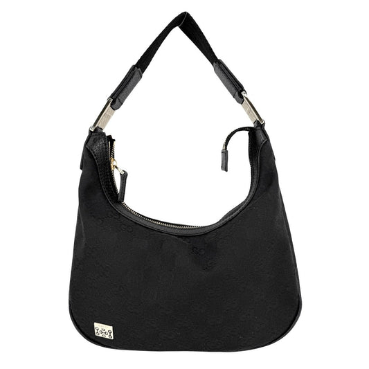 GUCCI グッチ ハンドバッグ ワンハンドバッグ 145811 GGキャンバス レザー ブラック 黒 ゴールド金具 レディース【中古品】