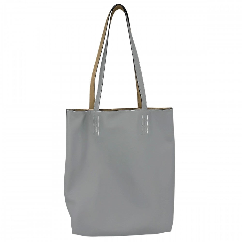 HERMES エルメス トートバッグ ネオドゥブルセンス35 リバーシブル ハンドバッグ Double Sens K刻印 レザー グレー系 ブラウン系 レディース 2025年【中古品】