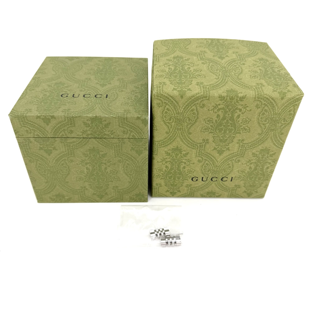 GUCCI グッチ 腕時計 デイト Gタイムレス ウォッチ タイガー AT ブラック文字盤 YA126353 自動巻き ステンレススチール シルバー ブラック 黒 メンズ【中古品】