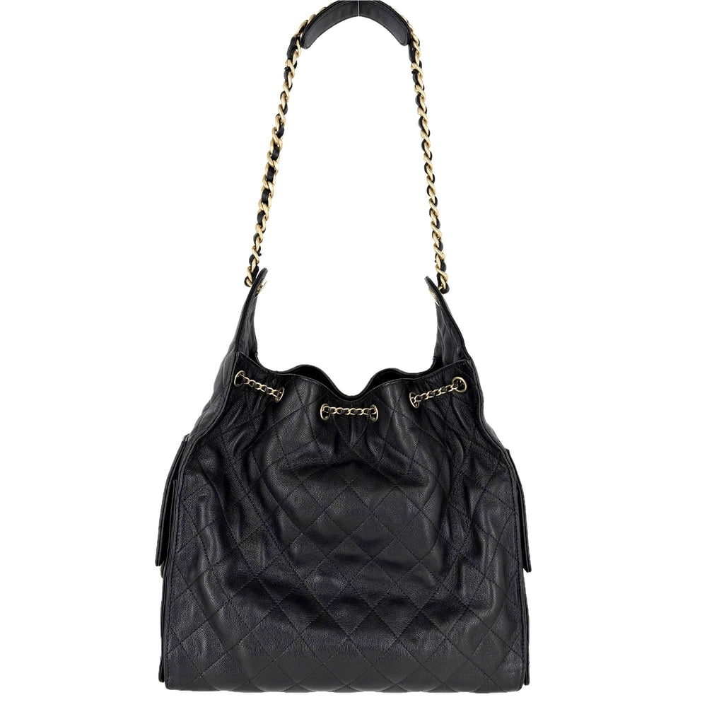 CHANEL シャネル ハンドバッグ マトラッセ シャネル25 セミショルダーバッグ ココマーク キャビアスキン ブラック 黒 ゴールド金具 レディース【中古品】
