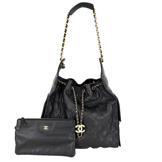 CHANEL シャネル ハンドバッグ マトラッセ シャネル25 セミショルダーバッグ ココマーク キャビアスキン ブラック 黒 ゴールド金具 レディース【中古品】