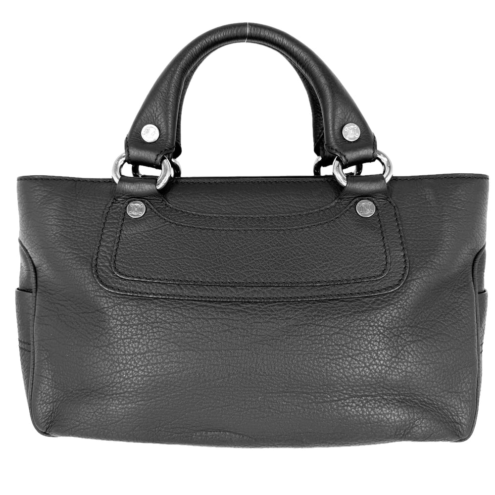 CELINE セリーヌ ハンドバッグ マカダム ブギーバッグ トートバッグ レザー ブラック 黒 シルバー金具 レディース【中古品】