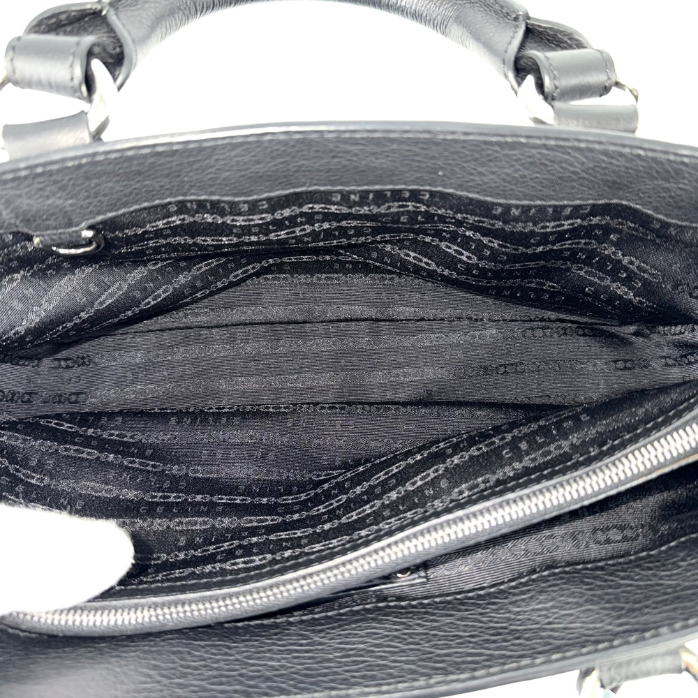 CELINE セリーヌ ハンドバッグ マカダム ブギーバッグ トートバッグ レザー ブラック 黒 シルバー金具 レディース【中古品】
