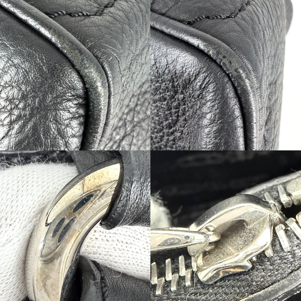 CELINE セリーヌ ハンドバッグ マカダム ブギーバッグ トートバッグ レザー ブラック 黒 シルバー金具 レディース【中古品】