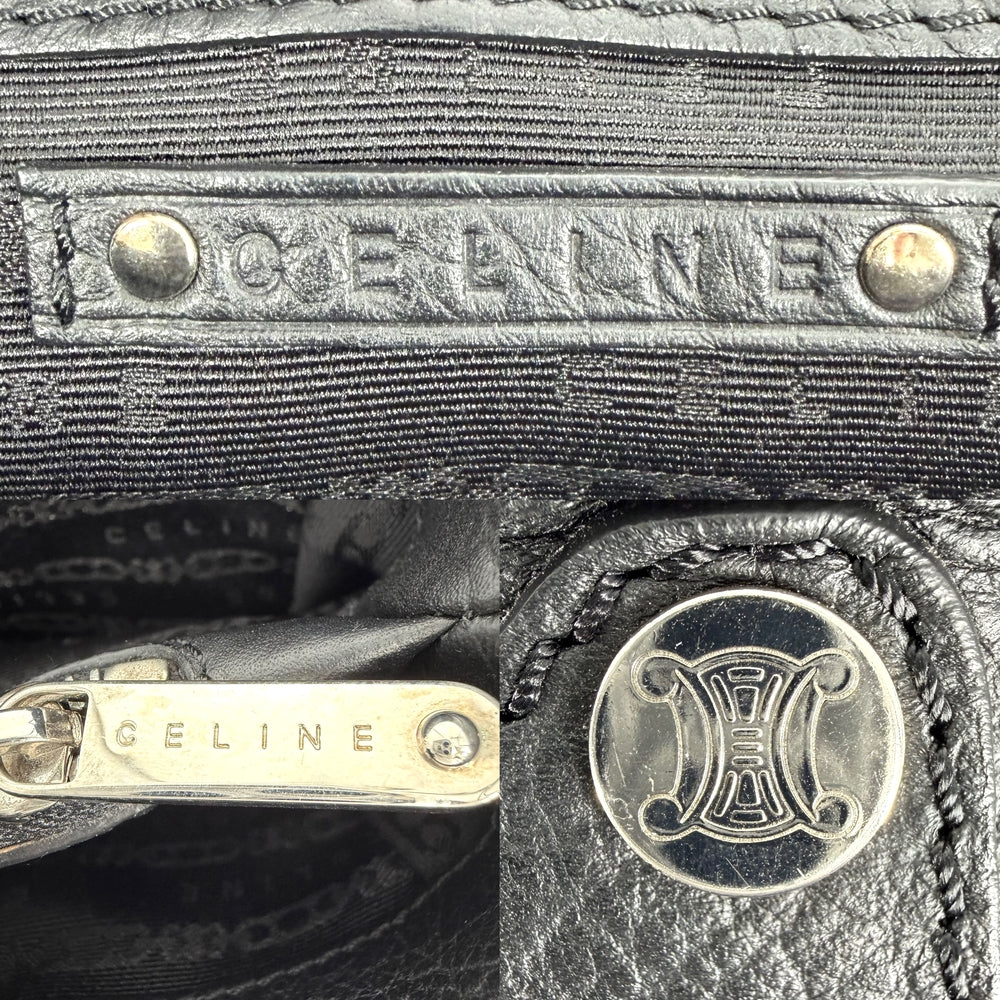 CELINE セリーヌ ハンドバッグ マカダム ブギーバッグ トートバッグ レザー ブラック 黒 シルバー金具 レディース【中古品】