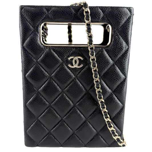 CHANEL シャネル ショルダーバッグ マトラッセ イヴニング ココマーク キャビアスキン ブラック 黒 ゴールド金具 レディース【中古品】