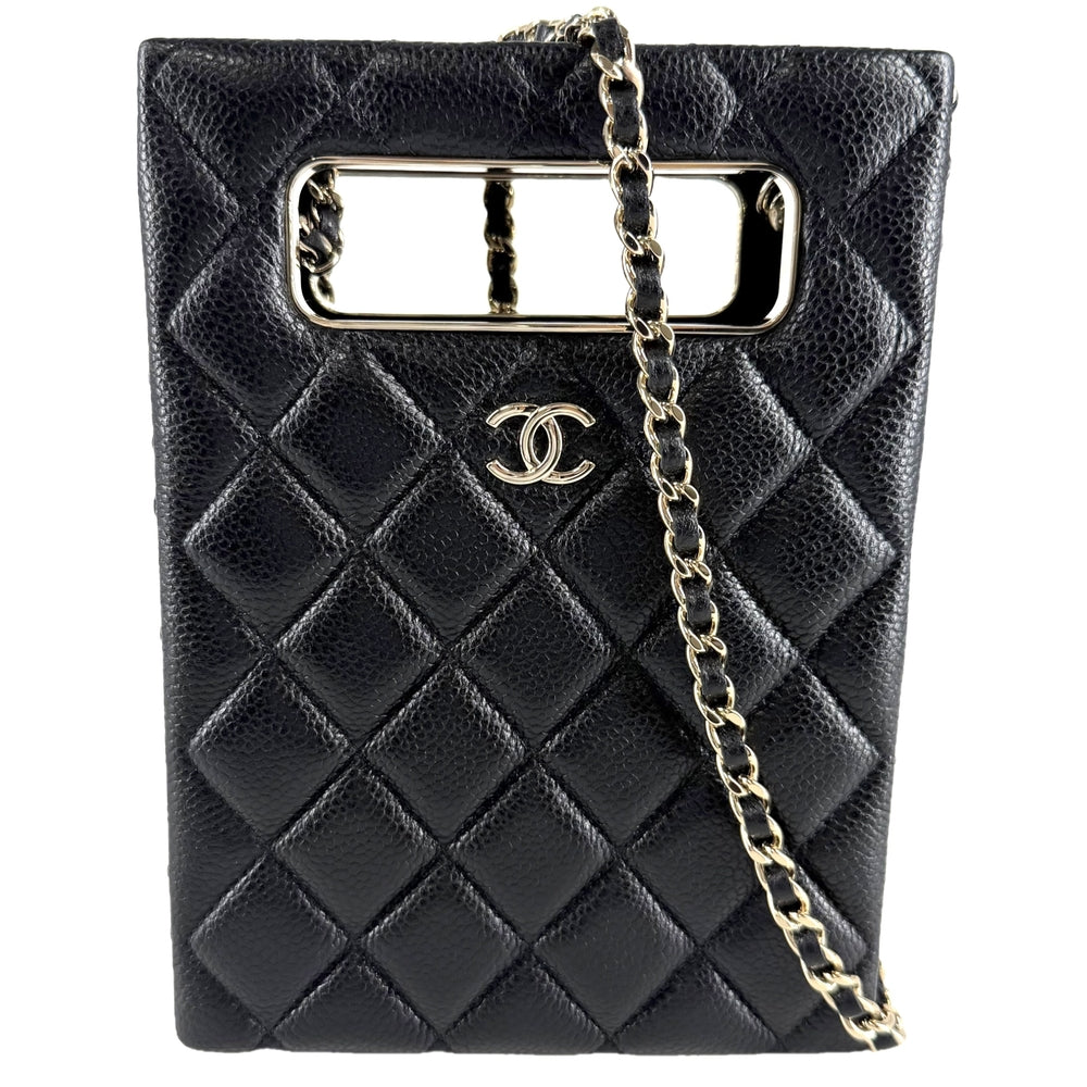 CHANEL シャネル ショルダーバッグ マトラッセ イヴニング ココマーク キャビアスキン ブラック 黒 ゴールド金具 レディース【中古品】
