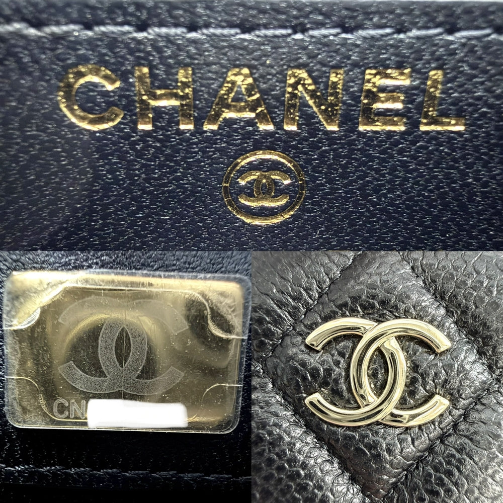 CHANEL シャネル ショルダーバッグ マトラッセ イヴニング ココマーク キャビアスキン ブラック 黒 ゴールド金具 レディース【中古品】