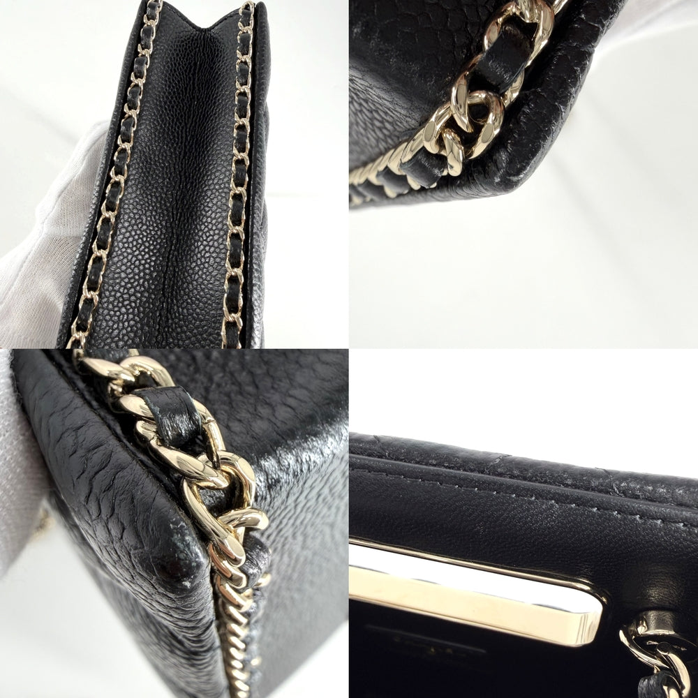 CHANEL シャネル ショルダーバッグ マトラッセ イヴニング ココマーク キャビアスキン ブラック 黒 ゴールド金具 レディース【中古品】