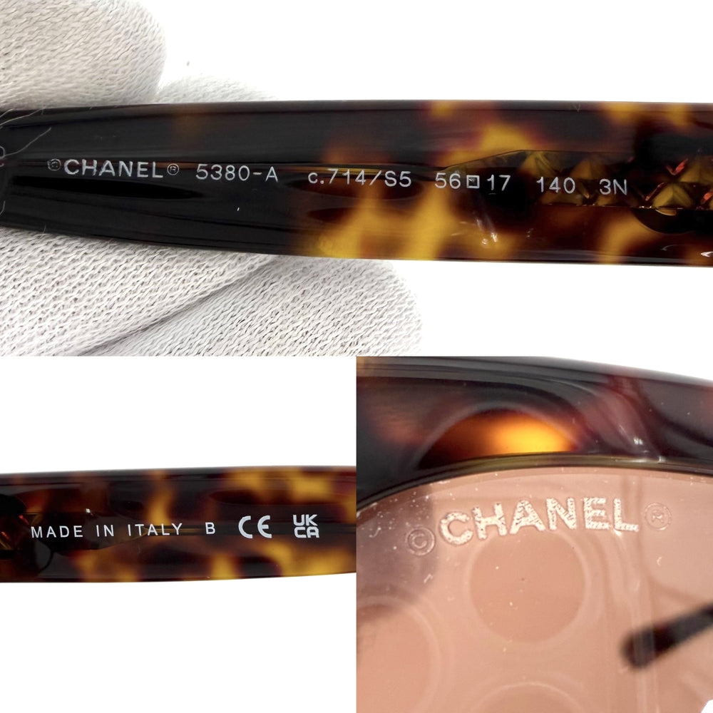 CHANEL シャネル サングラス ココマーク 眼鏡 ファッションアイテム 5380-A プラスチック ブラウン 茶 レディース【中古品】