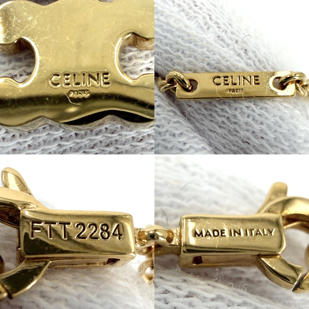 CELINE セリーヌ ネックレス トリオンフ アクセサリー ラインストーン ゴールド レディース 約3.6g【中古品】