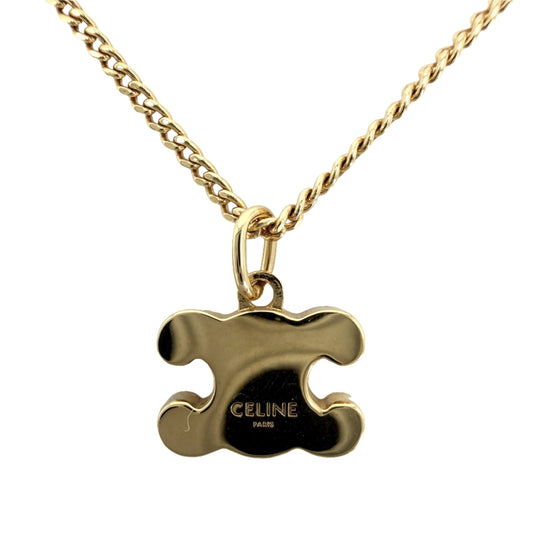 CELINE セリーヌ ネックレス トリオンフ アクセサリー ラインストーン ゴールド レディース 約3.6g【中古品】