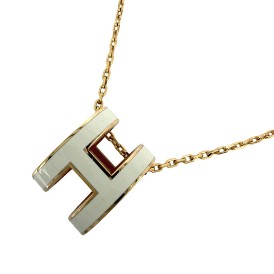 HERMES エルメス ネックレス ポップアッシュ アクセサリー ホワイト 白 ゴールド レディース 約4.9g【中古品】