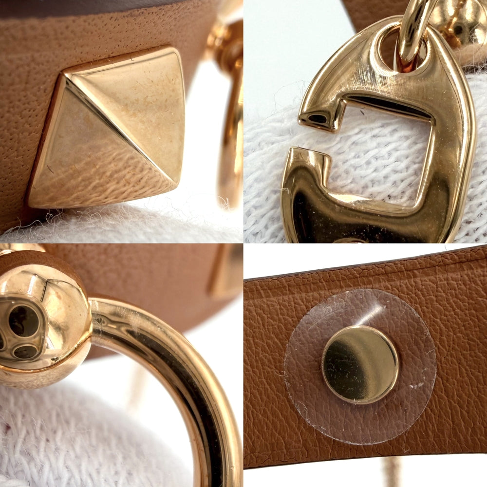HERMES エルメス 小物 リヴァル グローブホルダー チャーム 手袋ホルダー レザー ブラウン系 ゴールド金具 レディース【中古品】