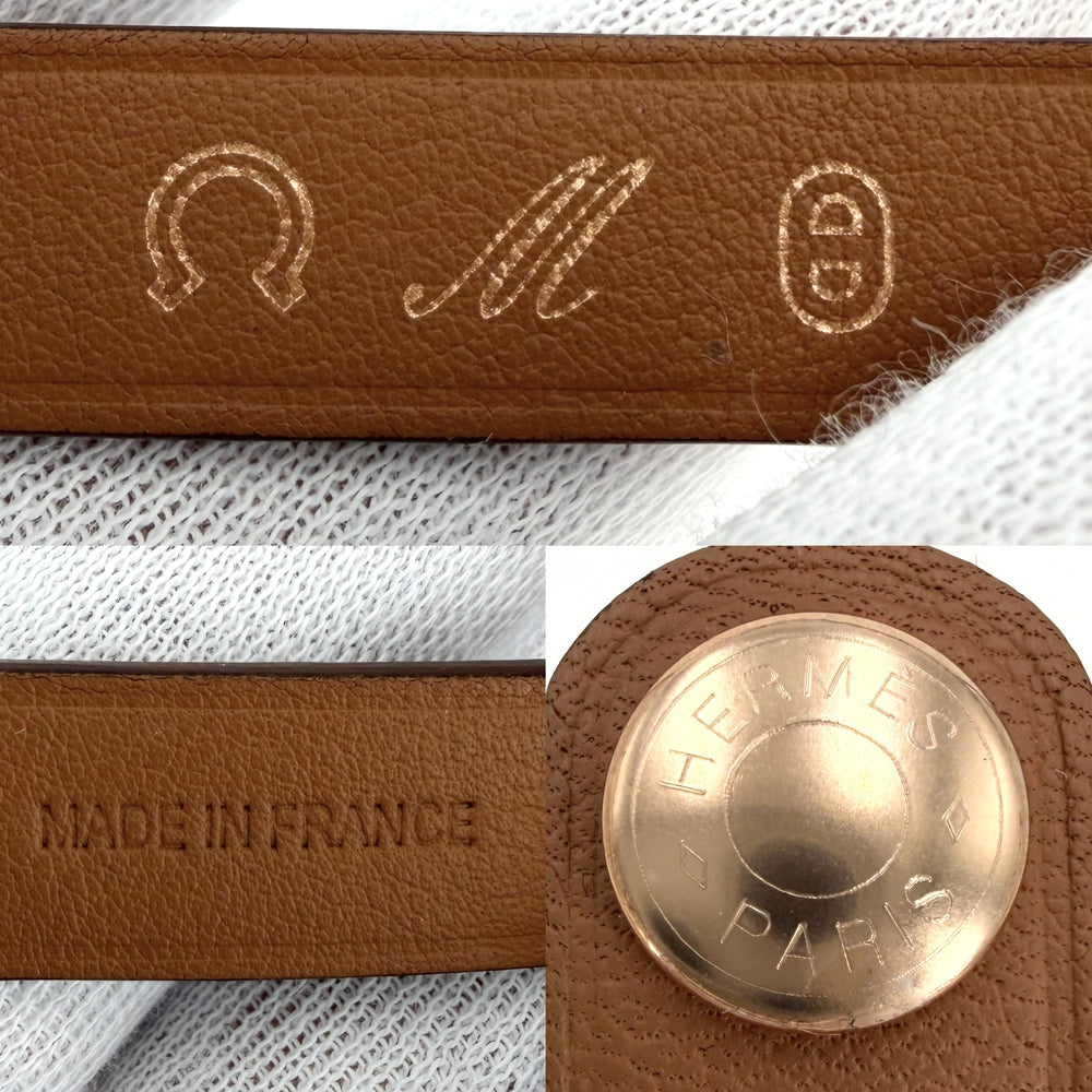 HERMES エルメス 小物 リヴァル グローブホルダー チャーム 手袋ホルダー レザー ブラウン系 ゴールド金具 レディース【中古品】