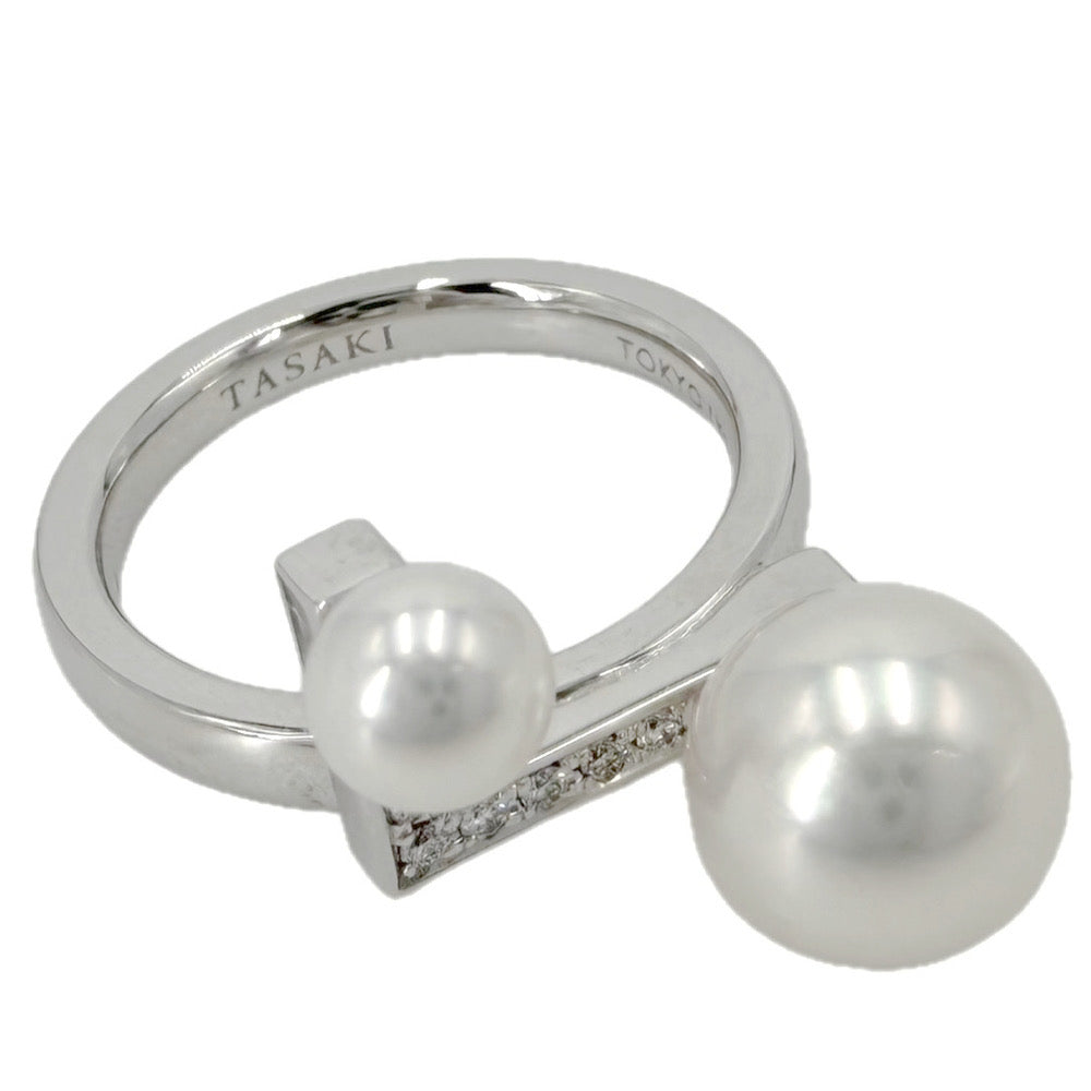 TASAKI タサキ 指輪 リング バランスノートパヴェ アクセサリー ジュエリー Au750 18金WG K18ホワイトゴールド アコヤパール8mm 約11.5号 レディース 約7.0g【中古品】