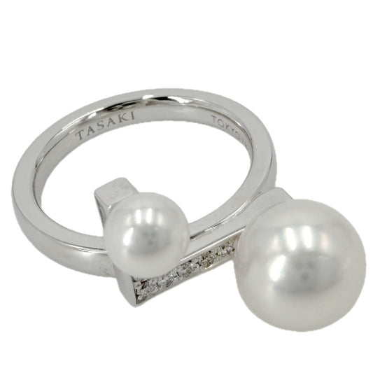 TASAKI タサキ 指輪 リング バランスノートパヴェ アクセサリー ジュエリー Au750 18金WG K18ホワイトゴールド アコヤパール8mm 約11.5号 レディース 約7.0g【中古品】