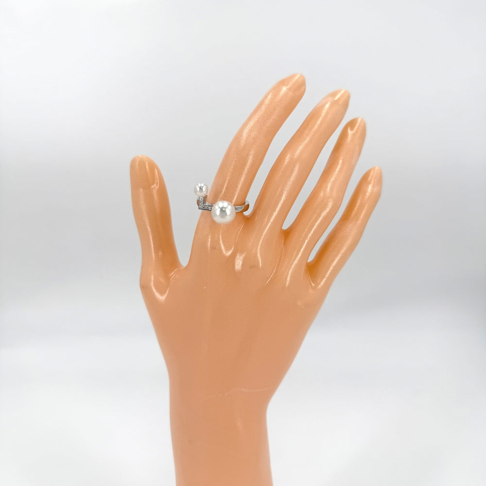 TASAKI タサキ 指輪 リング バランスノートパヴェ アクセサリー ジュエリー Au750 18金WG K18ホワイトゴールド アコヤパール8mm 約11.5号 レディース 約7.0g【中古品】
