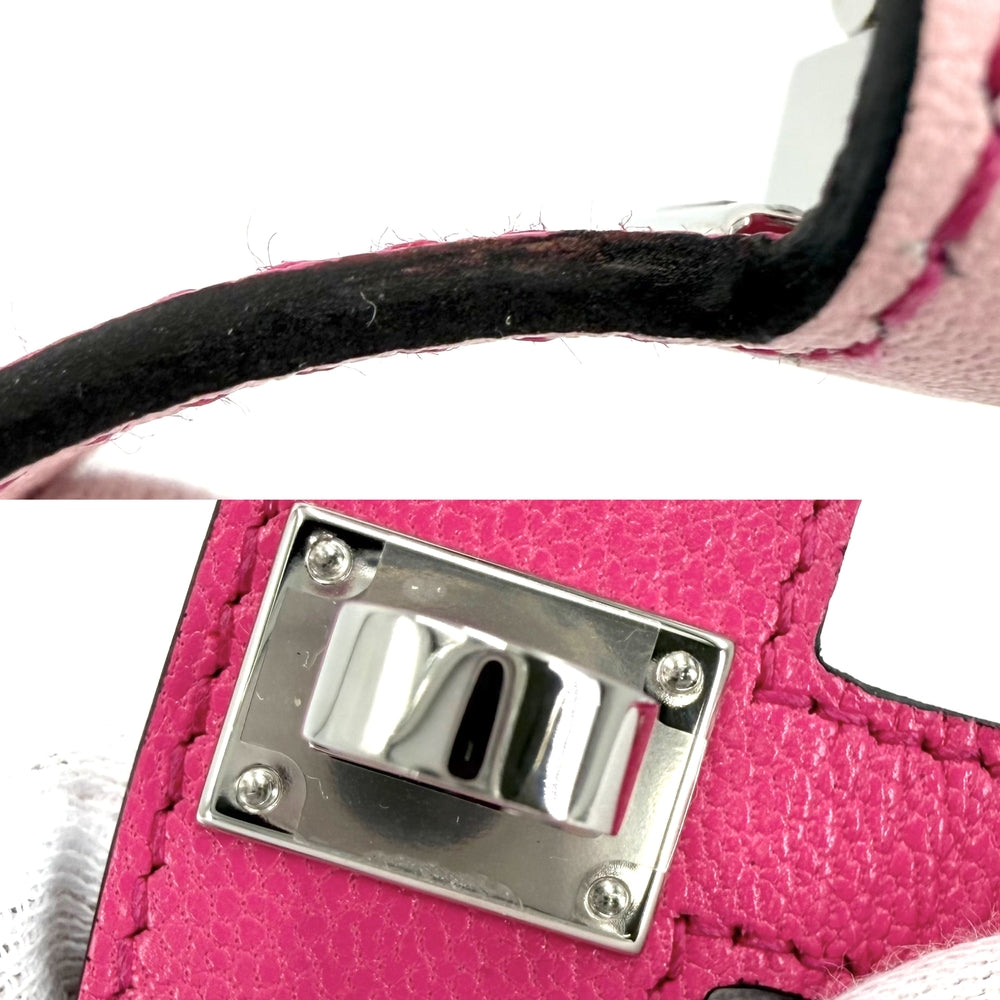 HERMES エルメス バングル ケリーツイストPM ブレスレット アクセサリー レザー B刻印 ピンク系 シルバー金具 レディース 約17.8g 2023年【中古品】